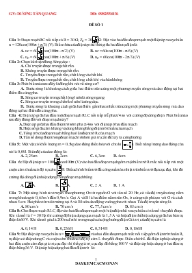 Đề 1 ôn thi học kì I môn vật lý 12